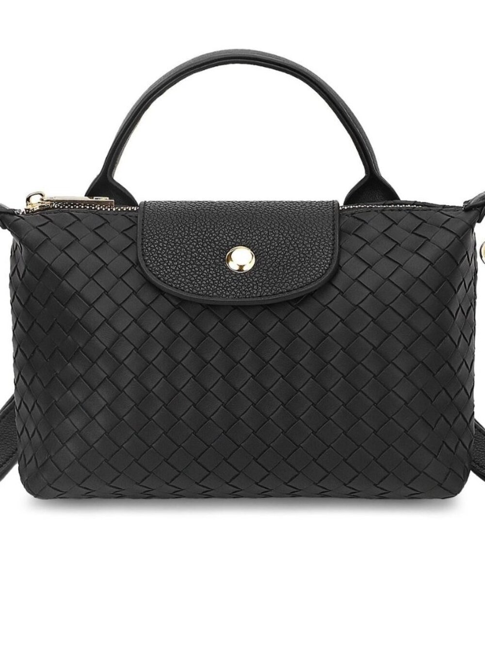 Woven Crossbody Bag, Small Black Weave Mini Tote Bag, Designer Crossbody Bags